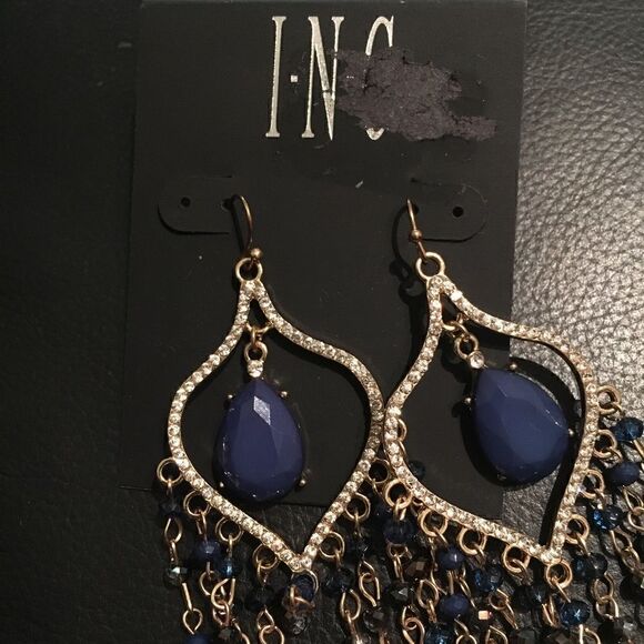 INC Teal Curtain Drop earrings - Picture 5 of 8